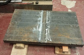 Sample of welded armour containing residual stress