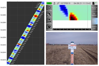 Magnetic field measured above underground steel pipeline