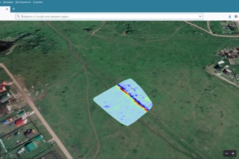 Magnetic field gradient measured above underground steel pipeline
