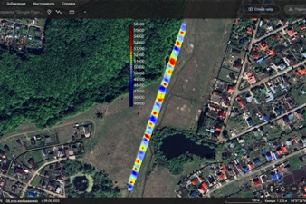 Magnetic field measured above underground steel pipeline